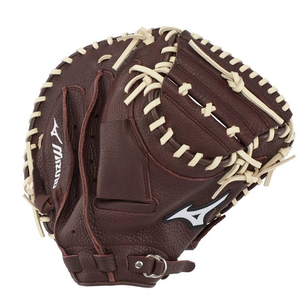 Mizuno Franchise Series 33.5" - Bayan Catchers Mitt - Kahve/Gümüş Türkiye (IHUWKC-904)